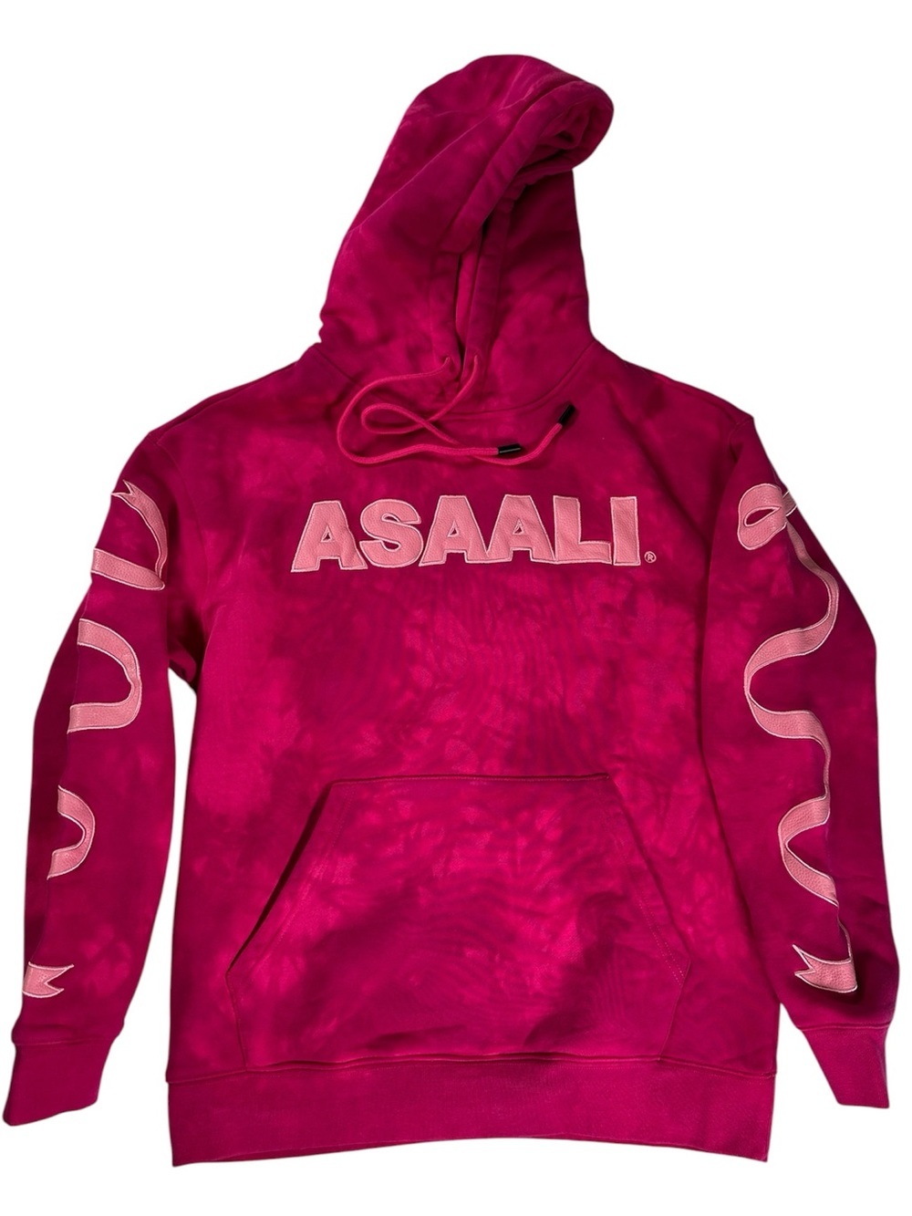 ASAALI Pink Tie Dye Logo Pullover Hoodie XS Streetwear NWOT